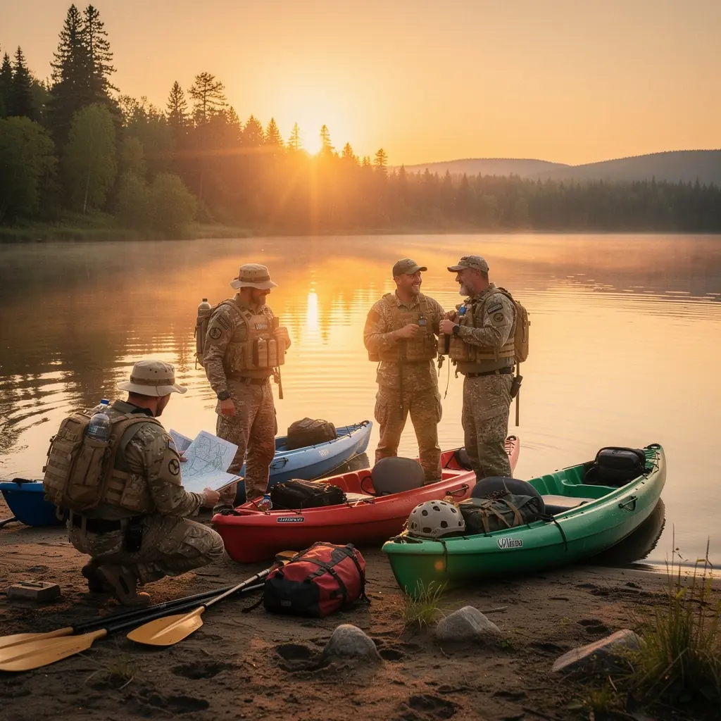 Uczestnicy wycieczki biorący udział w warsztatach militarnych