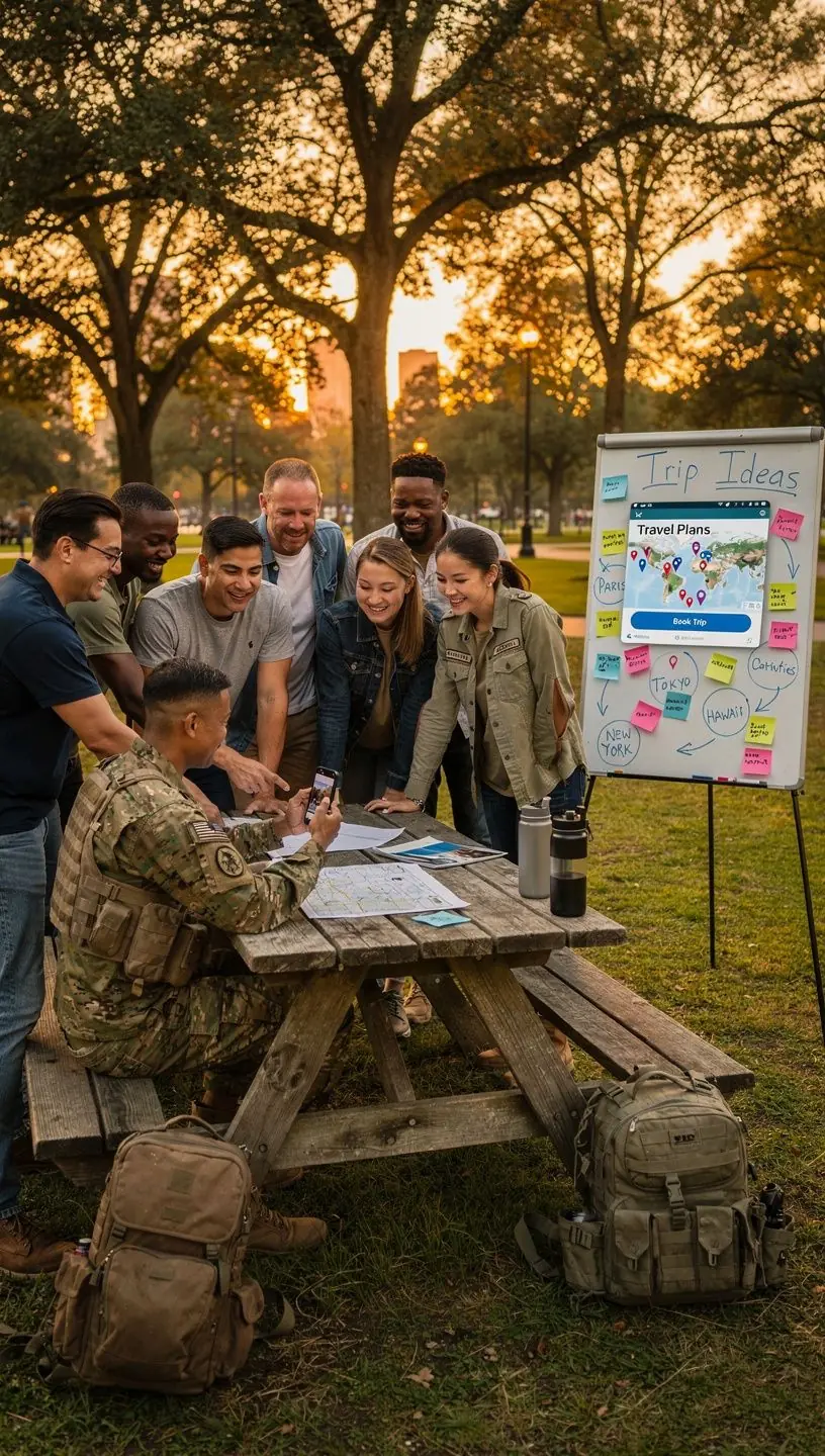 Wizualizacja atrakcji turystycznych z elementami historycznymi związanymi z wojskiem.