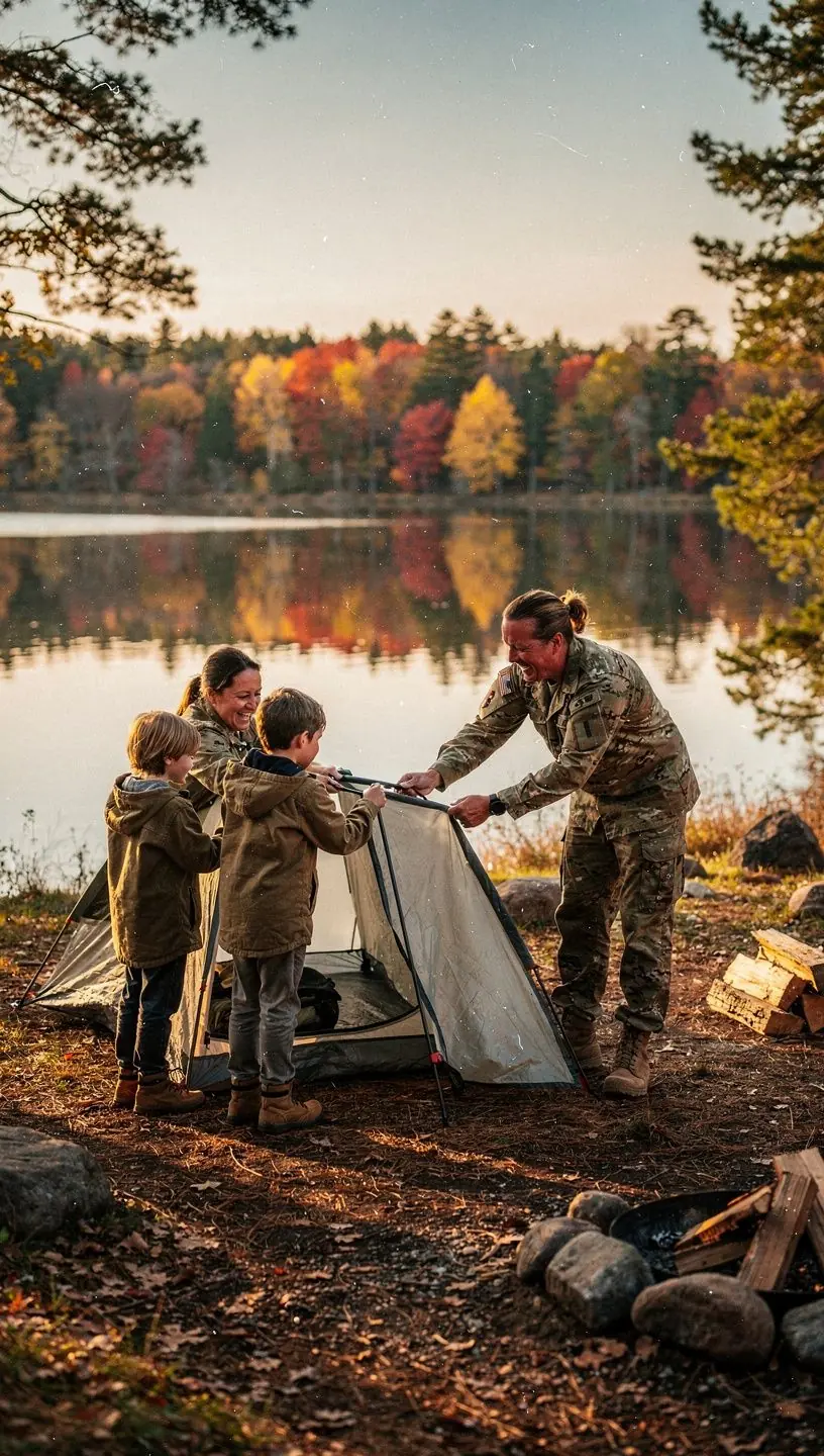 Zdjęcie grupy wojskowej przygotowującej się do wyjazdu na wycieczkę.