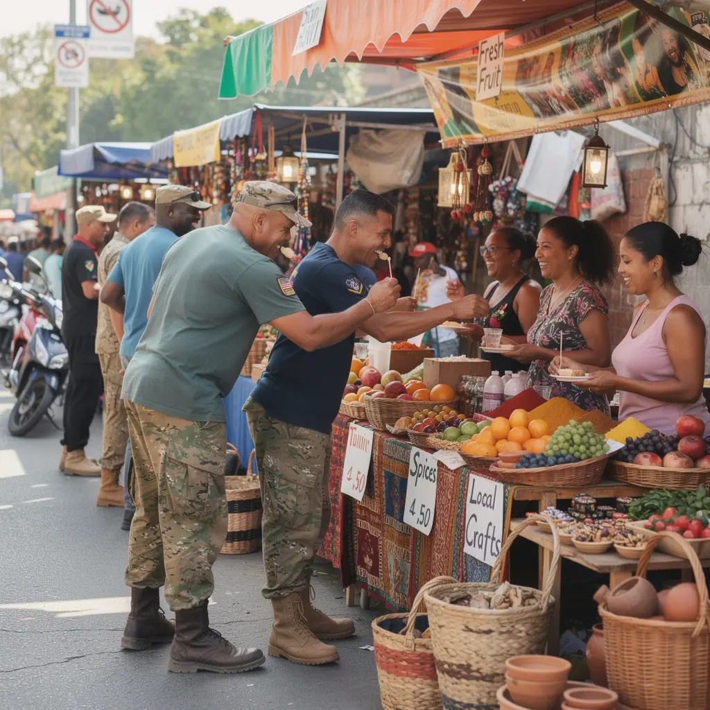 Mapa regionalna z zaznaczonymi atrakcjami wojskowymi dla turystów.